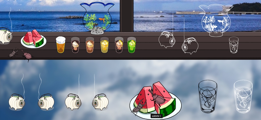 【透過アニメ素材】夏の縁側