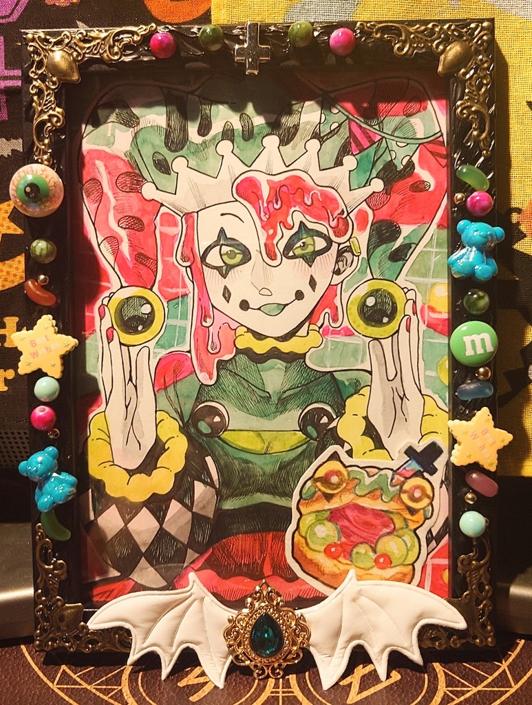 原画「ピエロフロッグ」【おかしなおばけ】