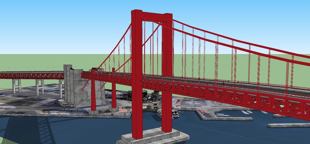 西鉄北九州線戸畑電停 若戸大橋 若戸渡船 sketchup8