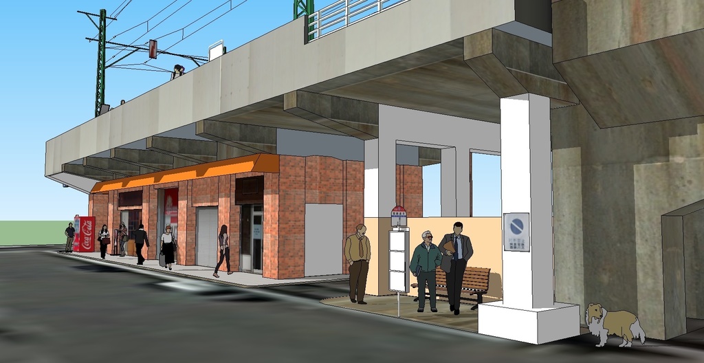 筑豊電鉄　筑豊直方駅～遠賀川鉄橋　sketchup8