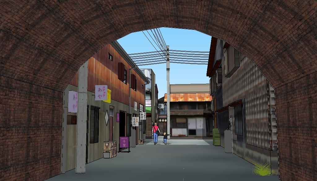 折尾駅周辺の風景 '70~'80年代 sketchup