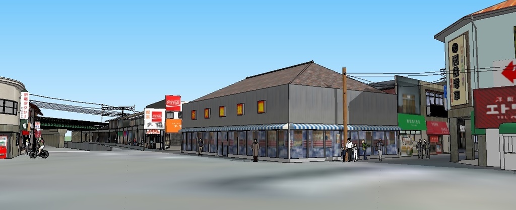 折尾駅周辺の風景 '70~'80年代 sketchup