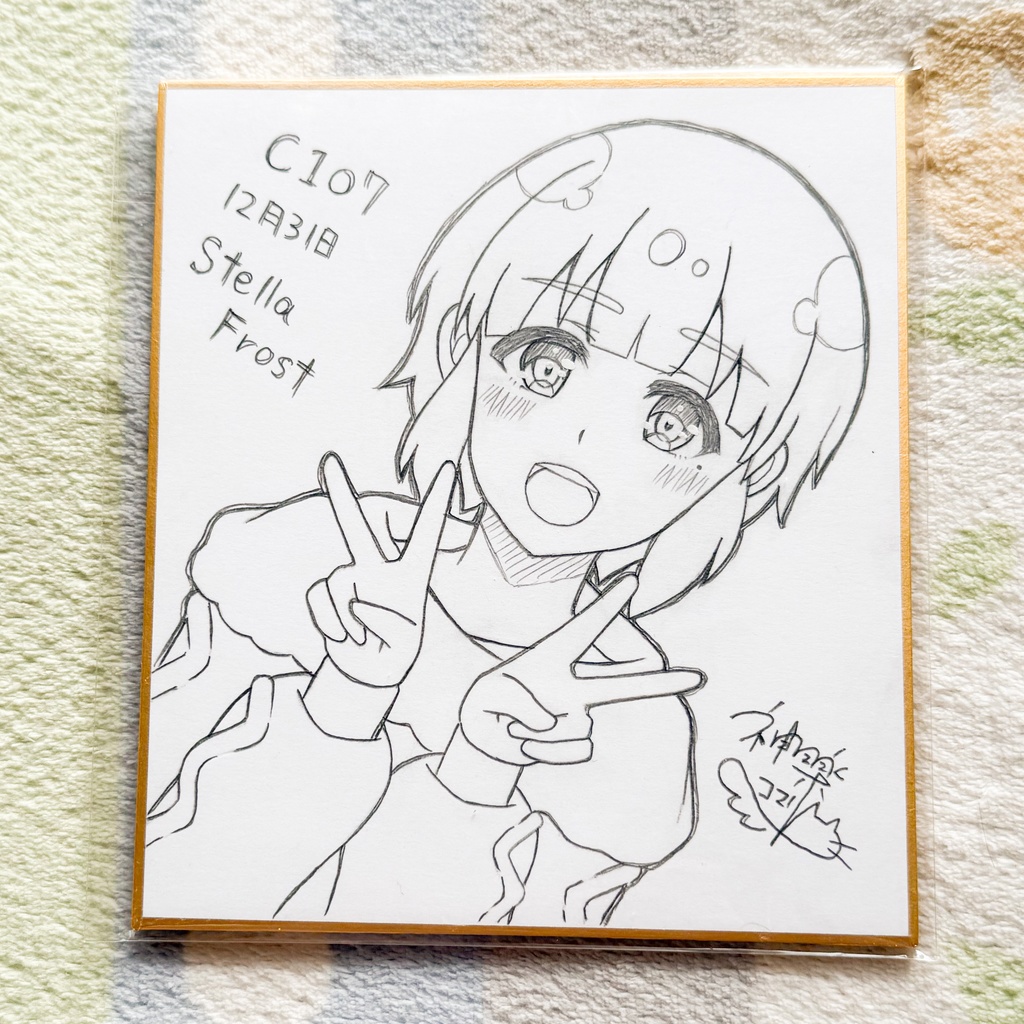 【C107】ミニ色紙原画（三枝つむぎ）