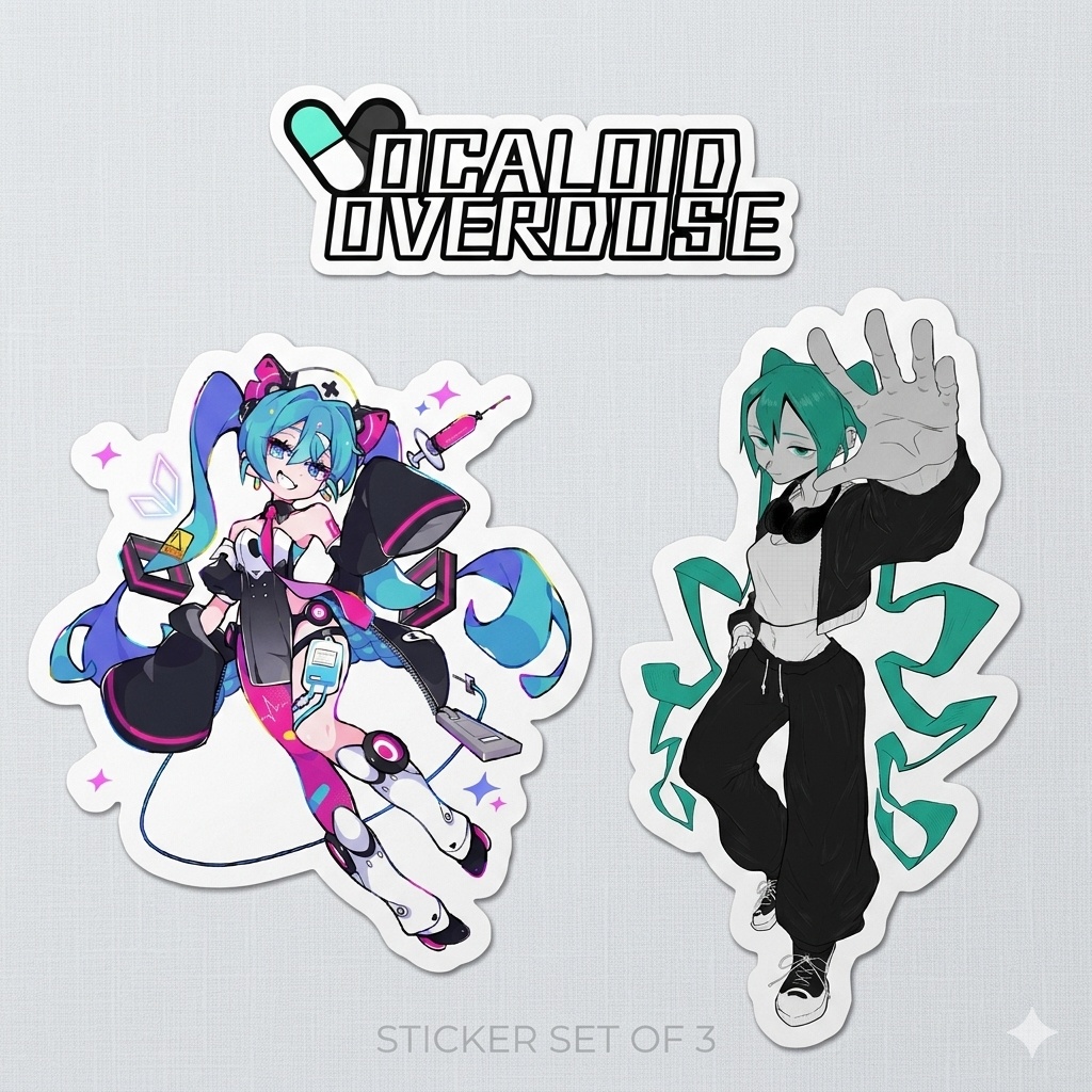 【ボカオバ】初音ミク ミニダイカットステッカー3種コンプリートセット