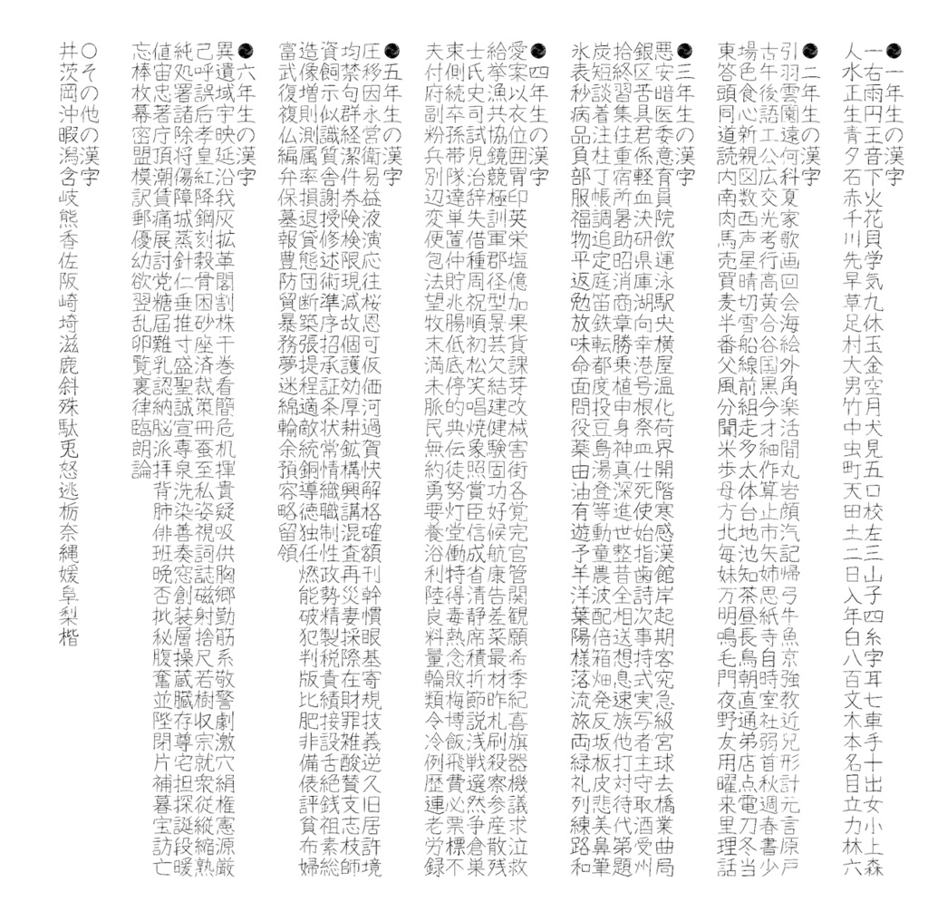 g_えんぴつ楷書(有料版/無料教漢版)