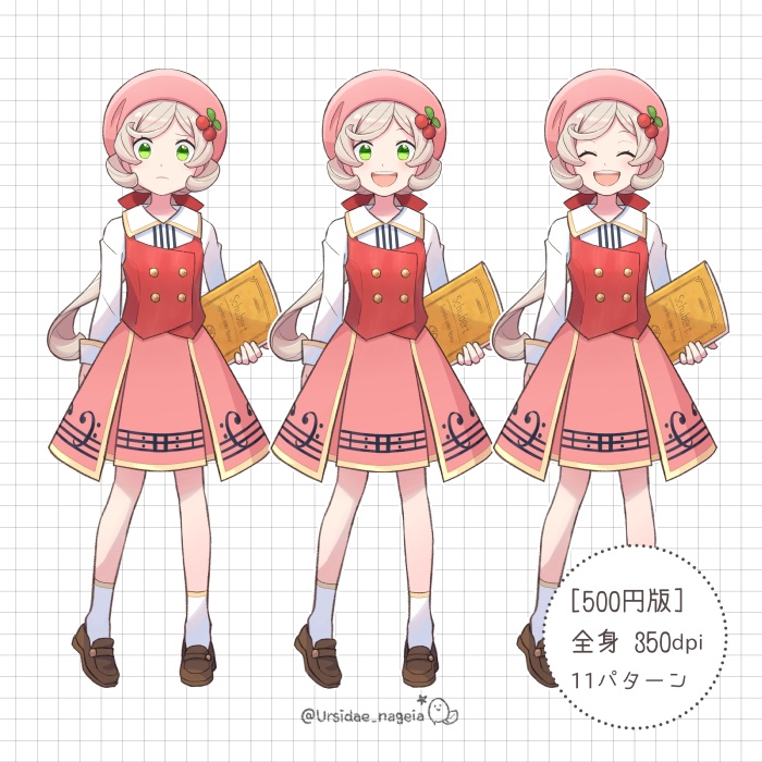 【キャラ素材-002】音楽少女(赤ピンク)