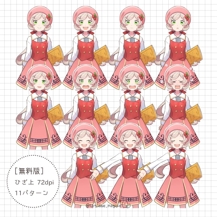 【キャラ素材-002】音楽少女(赤ピンク)