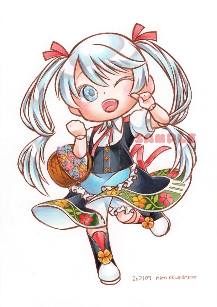 デフォルメ花時計ちゃん（額装込み）