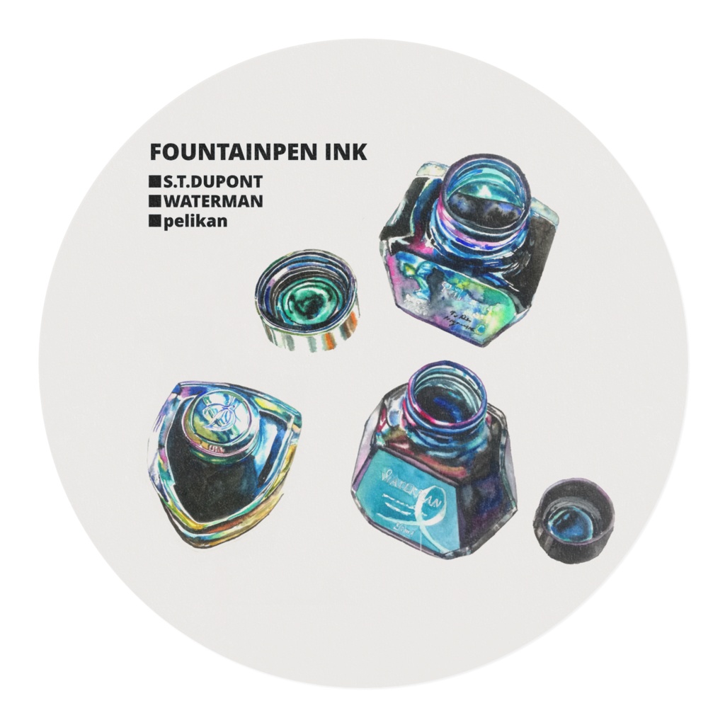 万年筆インク(ブルー)マスキングテープ