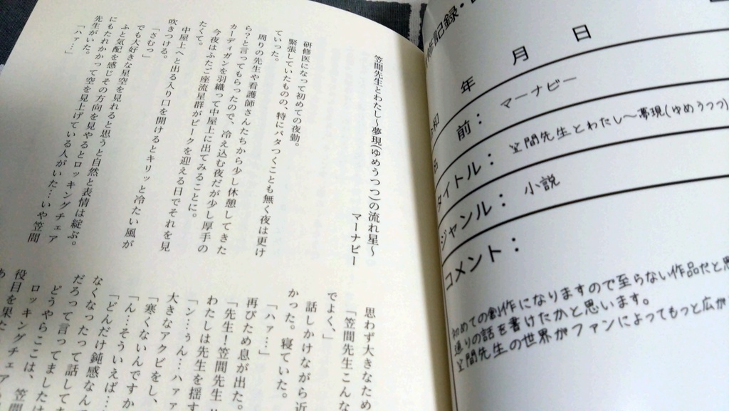 『笠間先生』非公式アンソロジー「フロム:ネーベン ~黄昏に記すカルテ~」記念ブックレット