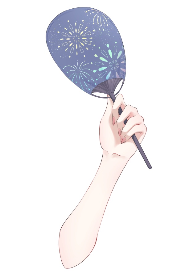 【Vtuber素材】花火柄のうちわ /高画質＋商用利用権