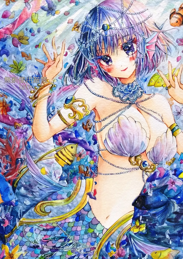 【フレームレス原画】 ドリーミィブルーマーメイド