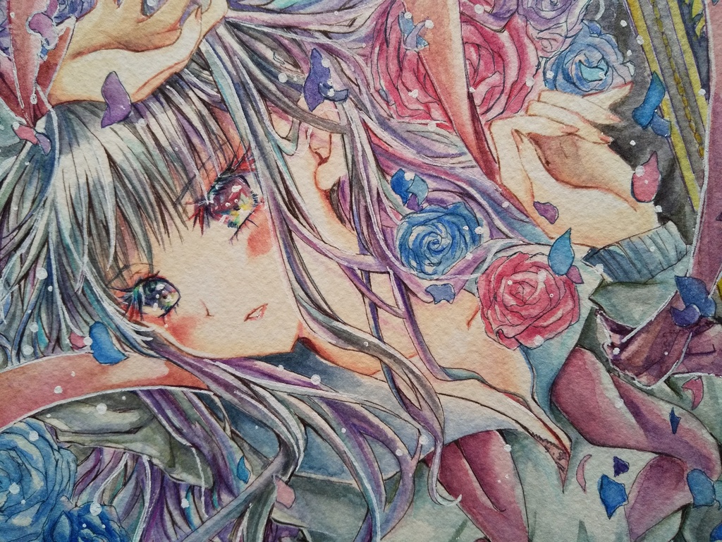 【フレームレス原画】 薔薇の棺に囚われて