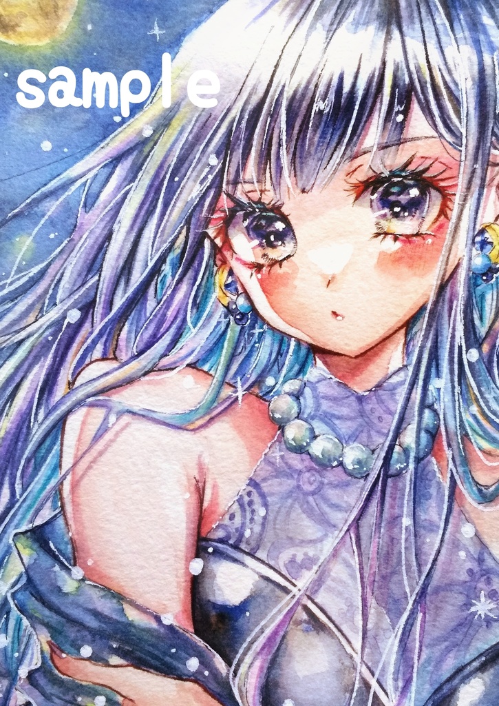 【フレームレス原画】黒髪ドレスちゃん