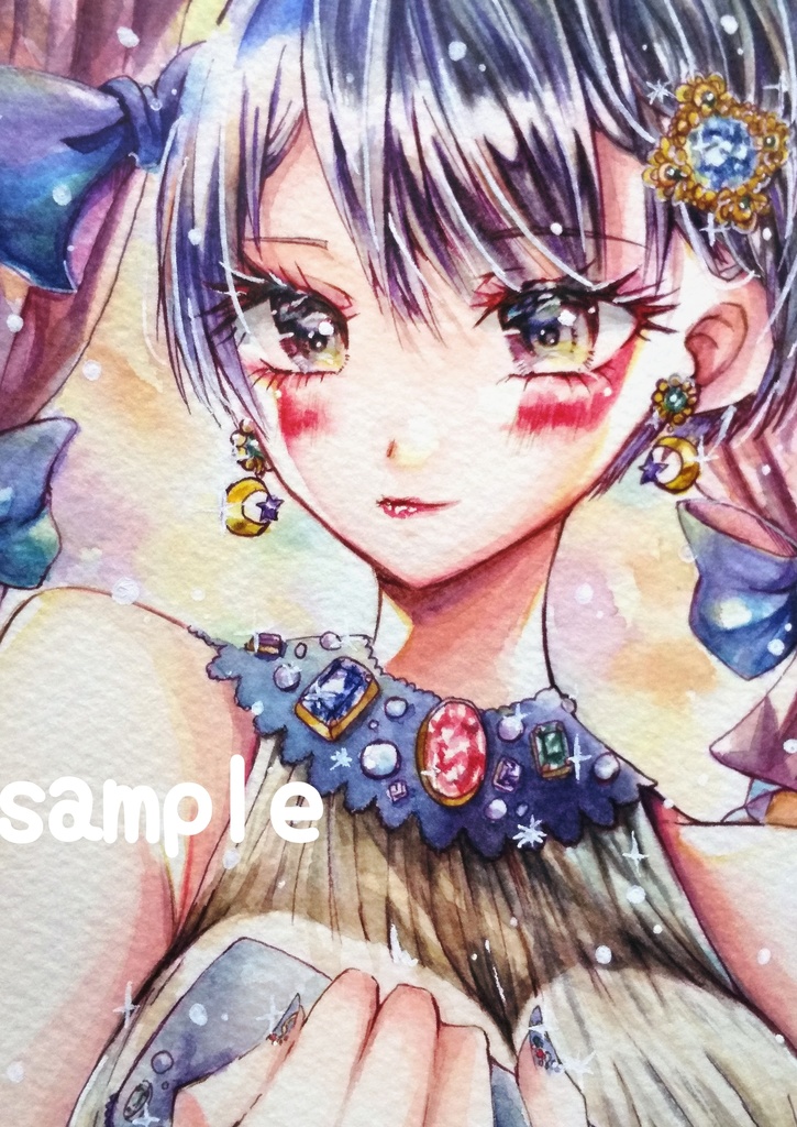 【フレームレス原画】黒髪ドレスちゃん
