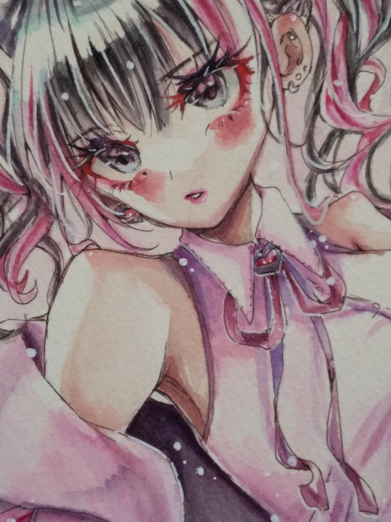 フレームレスA6原画 創作 PINKandBLACK