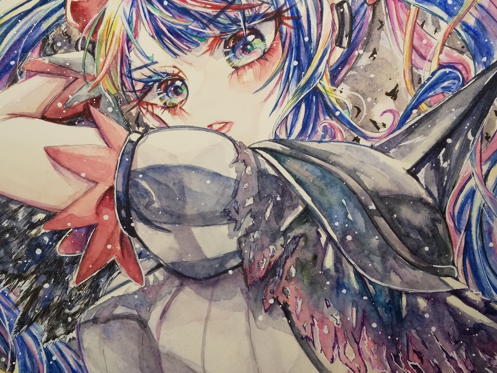 A4フレームレスファンアート原画 ひろプリ ダークキュアスカイ