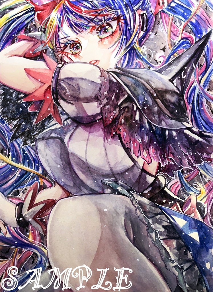 A4フレームレスファンアート原画 ひろプリ ダークキュアスカイ