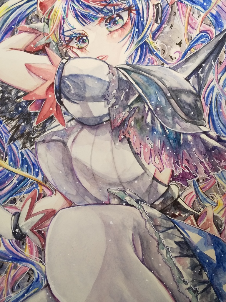 A4フレームレスファンアート原画 ひろプリ ダークキュアスカイ