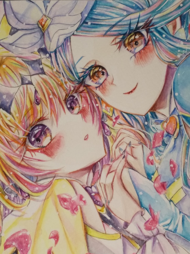 たんプリファンアート原画 キュアエクレール&キュアアルカナ・シャドウ(約B5)
