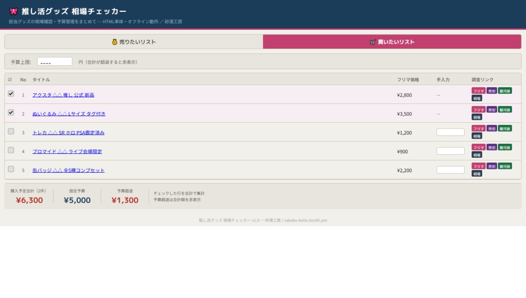 推し活グッズ 相場チェッカー