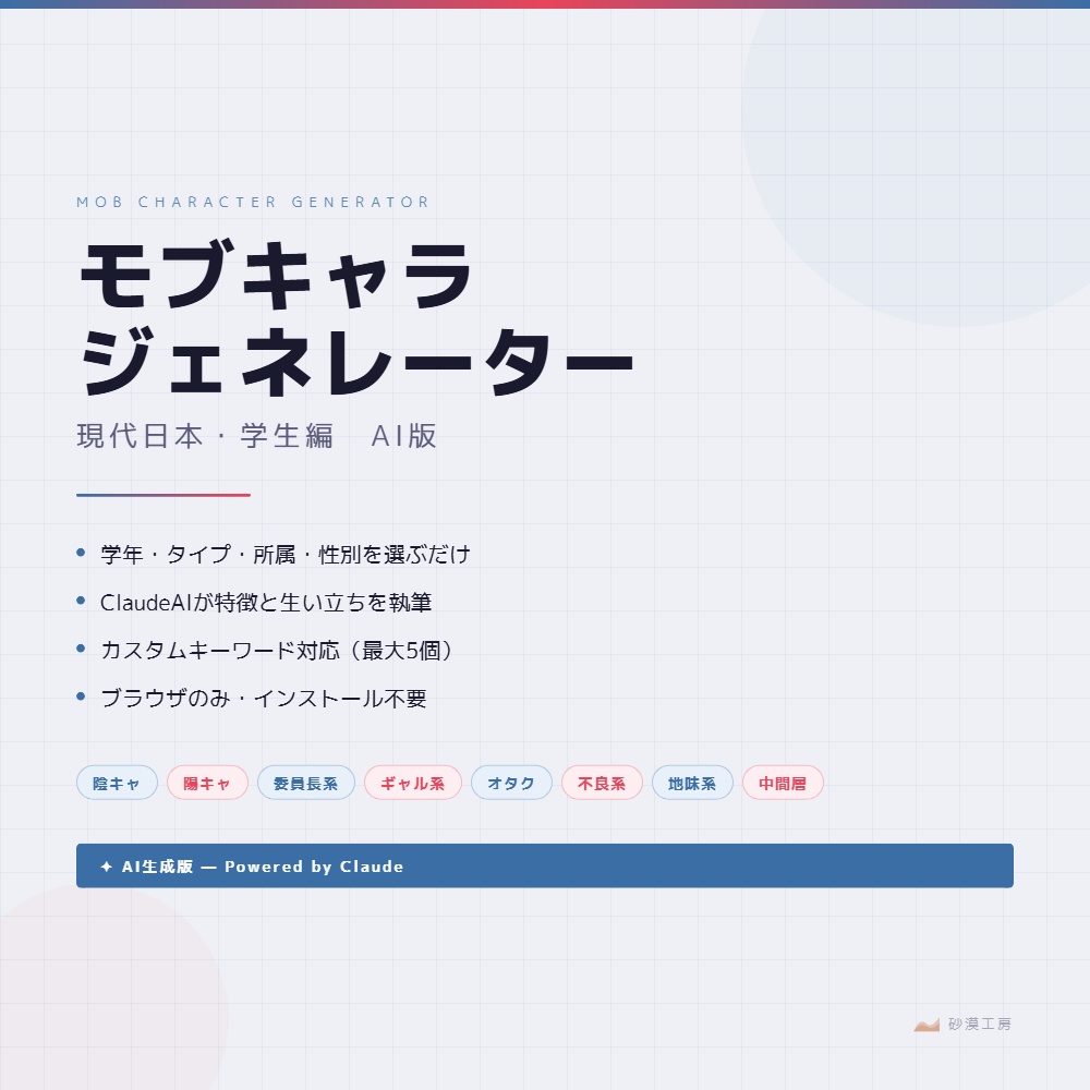モブキャラジェネレーター 現代日本・学生編