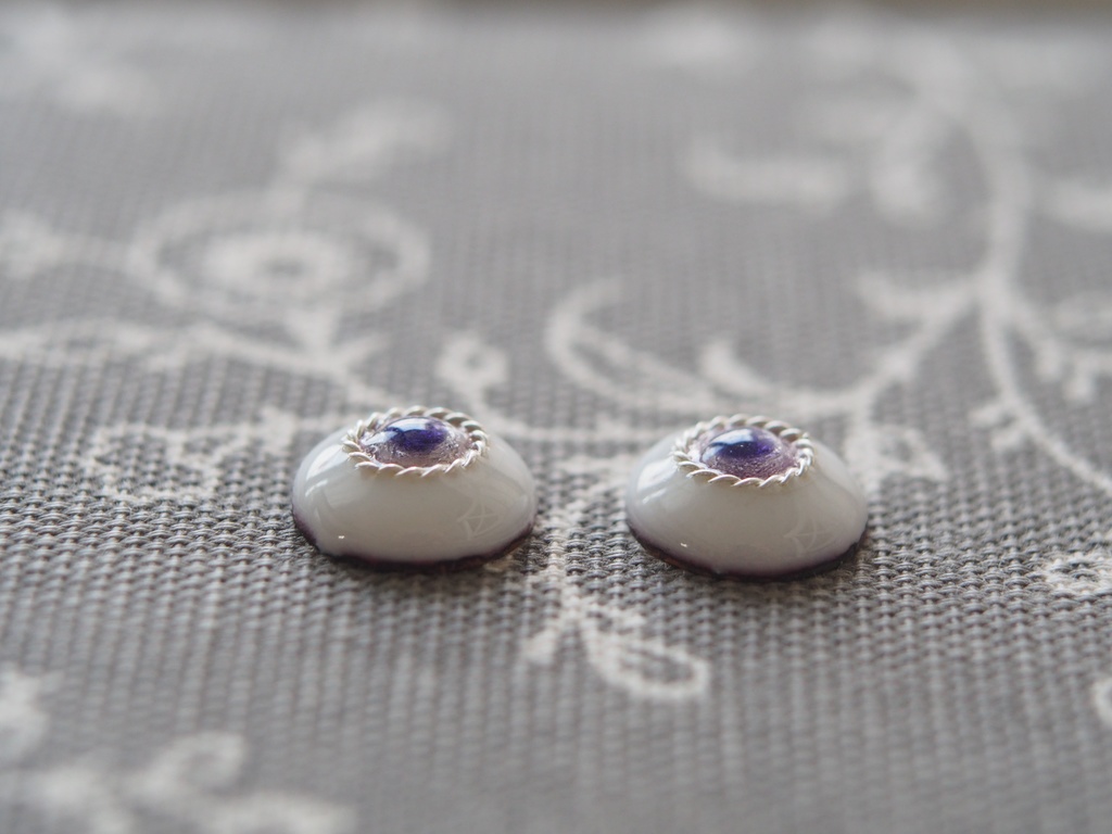 12mm/7mm パープルジェム 七宝グラスアイ
