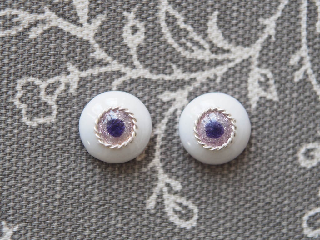 12mm/7mm パープルジェム 七宝グラスアイ