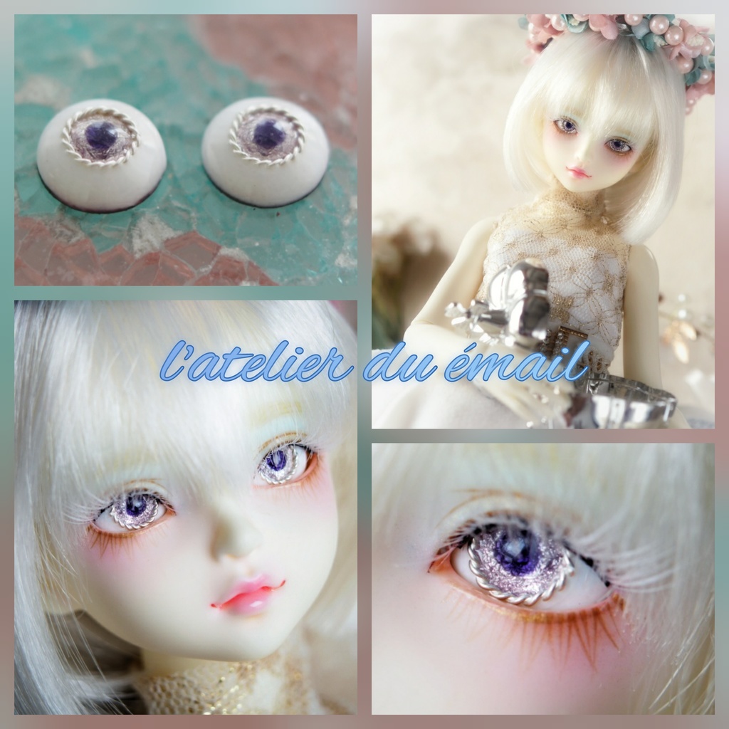 12mm/7mm パープルジェム 七宝グラスアイ