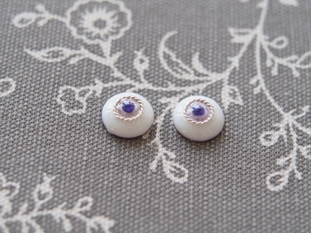 12mm/7mm パープルジェム 七宝グラスアイ