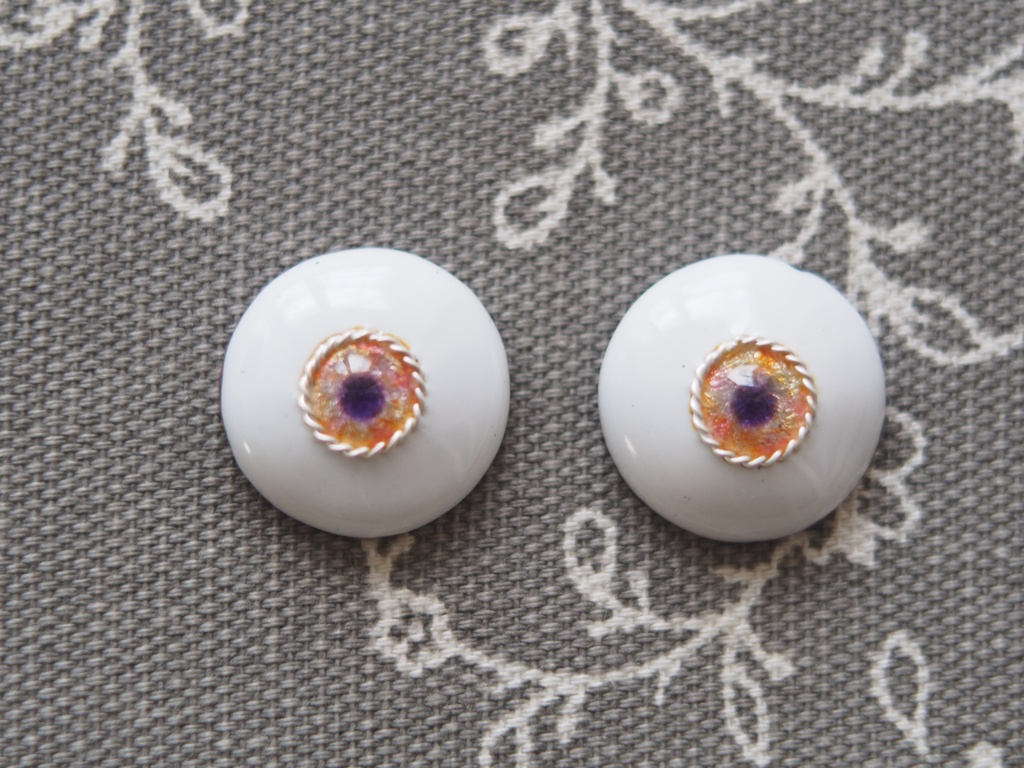 19.5mm/9mm ジェムタイプ ピンク×ゴールド 七宝グラスアイ