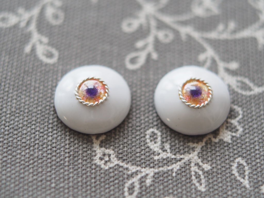 19.5mm/9mm ジェムタイプ ピンク×ゴールド 七宝グラスアイ