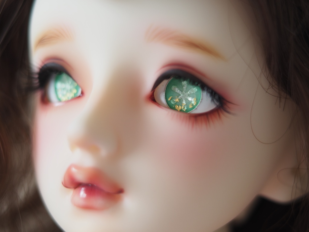 19mm/8.5mmライトグリーン花(金箔使用)七宝グラスアイ