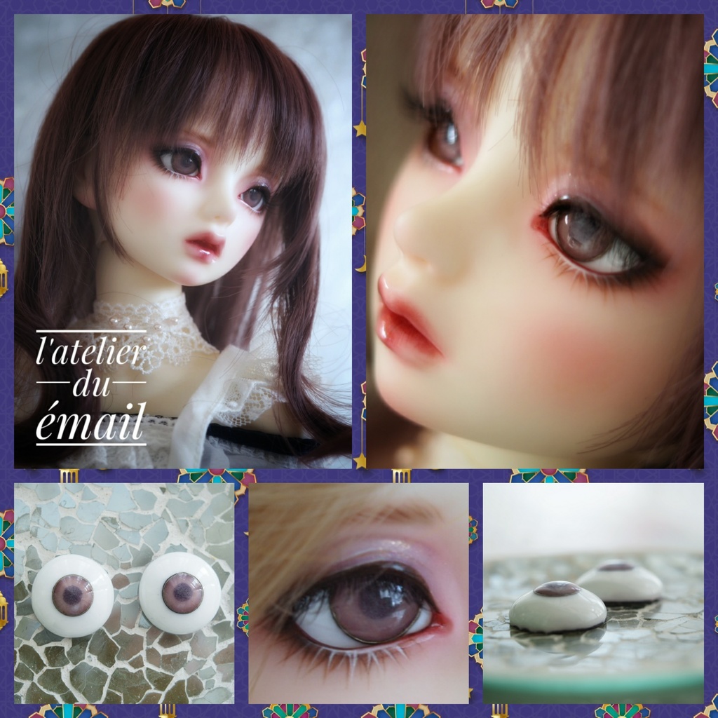 18mm/9mmパープル系(カッパー)七宝グラスアイ