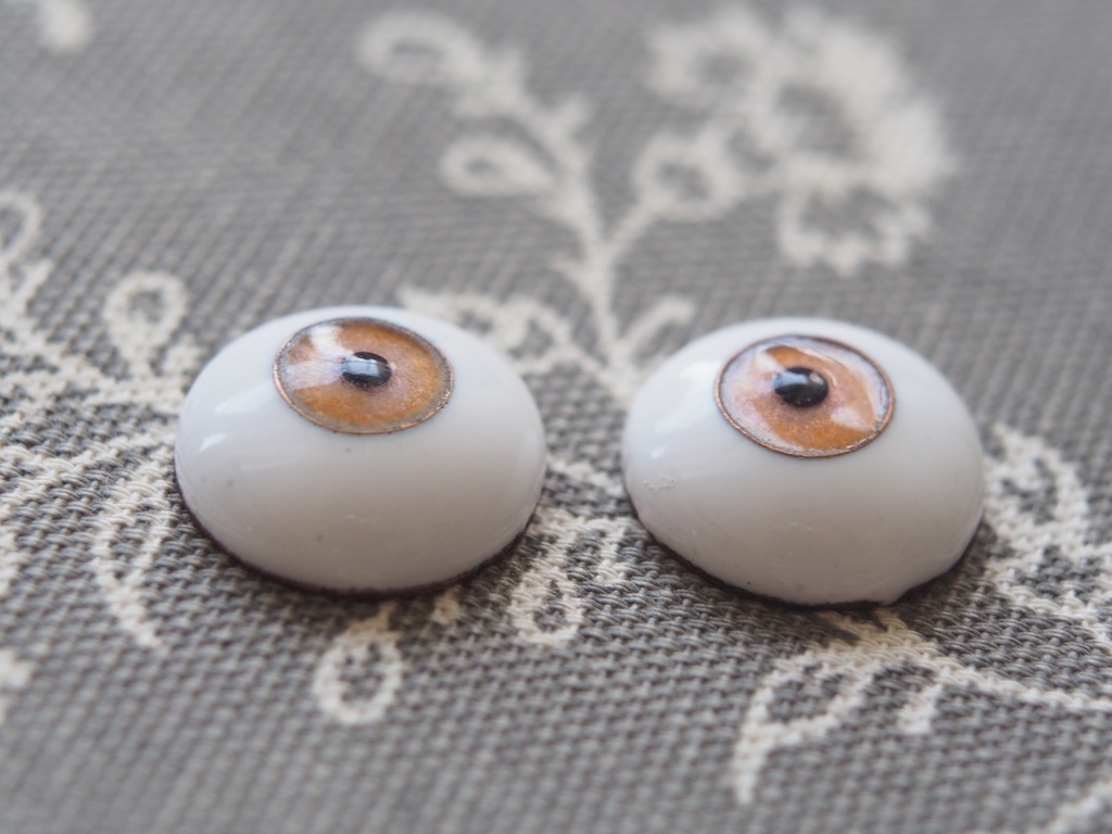 【B品】18mm/9mmイエロー(カッパー)七宝グラスアイ