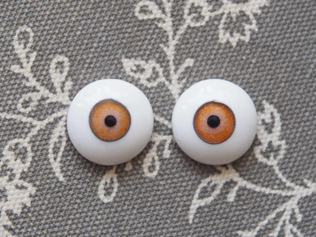【B品】18mm/9mmイエロー(カッパー)七宝グラスアイ