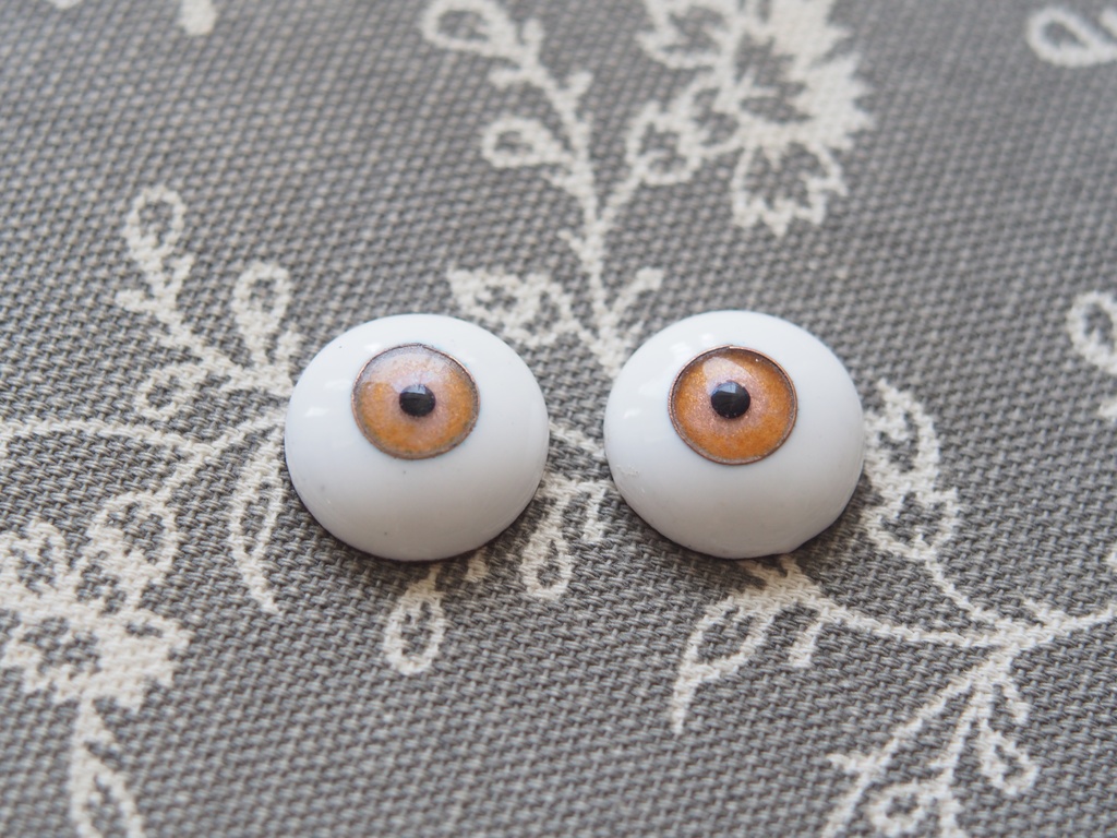 【B品】18mm/9mmイエロー(カッパー)七宝グラスアイ