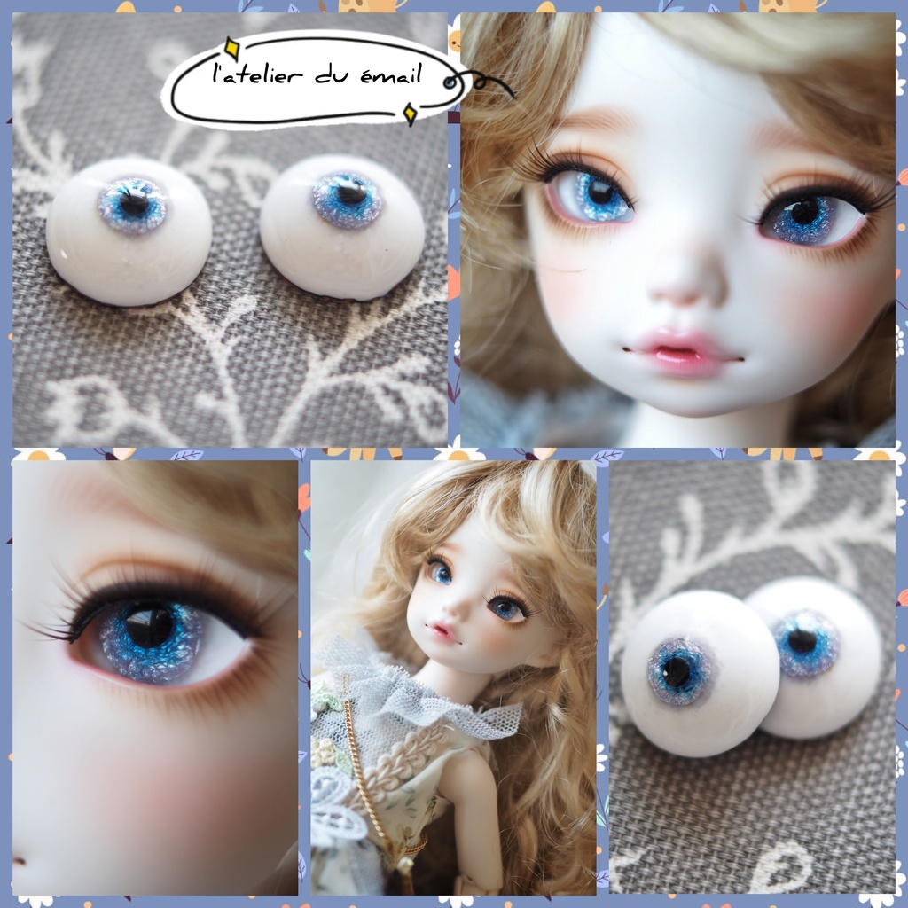 15mm/7mm 青×青紫・水彩タイプ 七宝グラスアイ