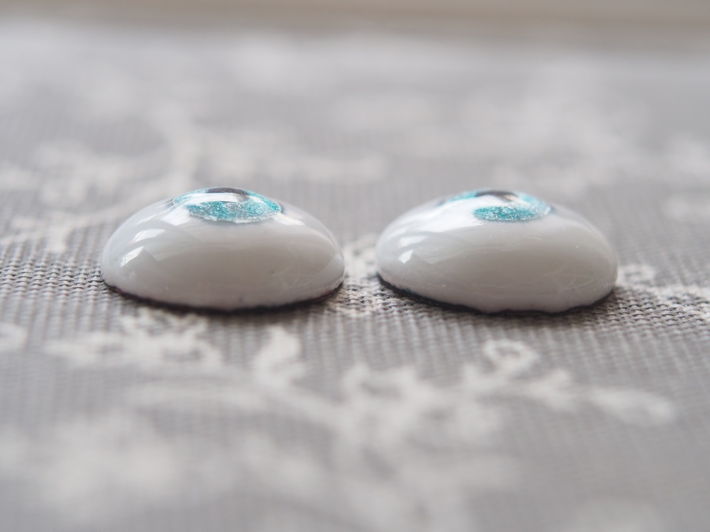 18mm/9mm グレー×ブルーグリーン 水彩タイプ 七宝グラスアイ