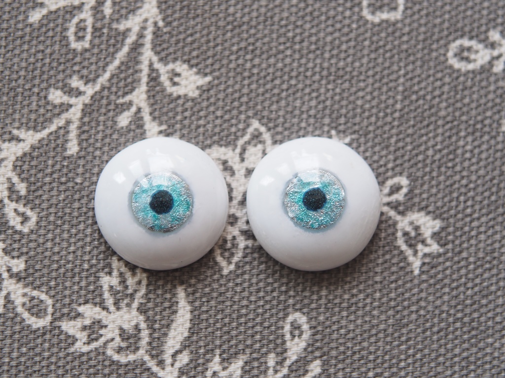 18mm/9mm グレー×ブルーグリーン 水彩タイプ 七宝グラスアイ