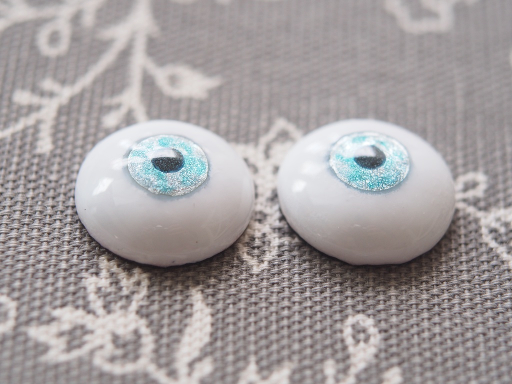 18mm/9mm グレー×ブルーグリーン 水彩タイプ 七宝グラスアイ