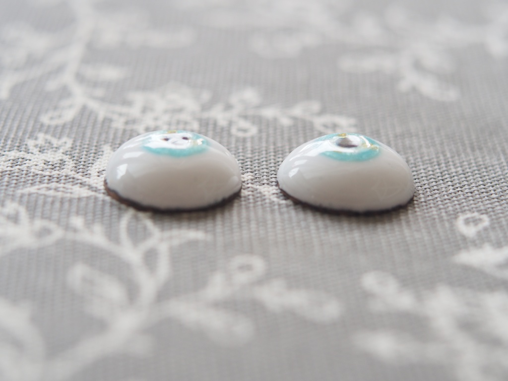 18mm/9.5mm エメラルド×イエロー・水彩タイプ 七宝グラスアイ