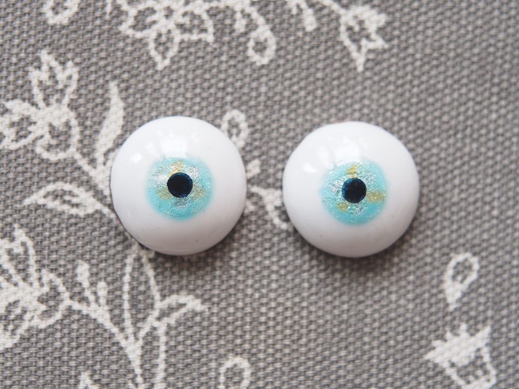 18mm/9.5mm エメラルド×イエロー・水彩タイプ 七宝グラスアイ