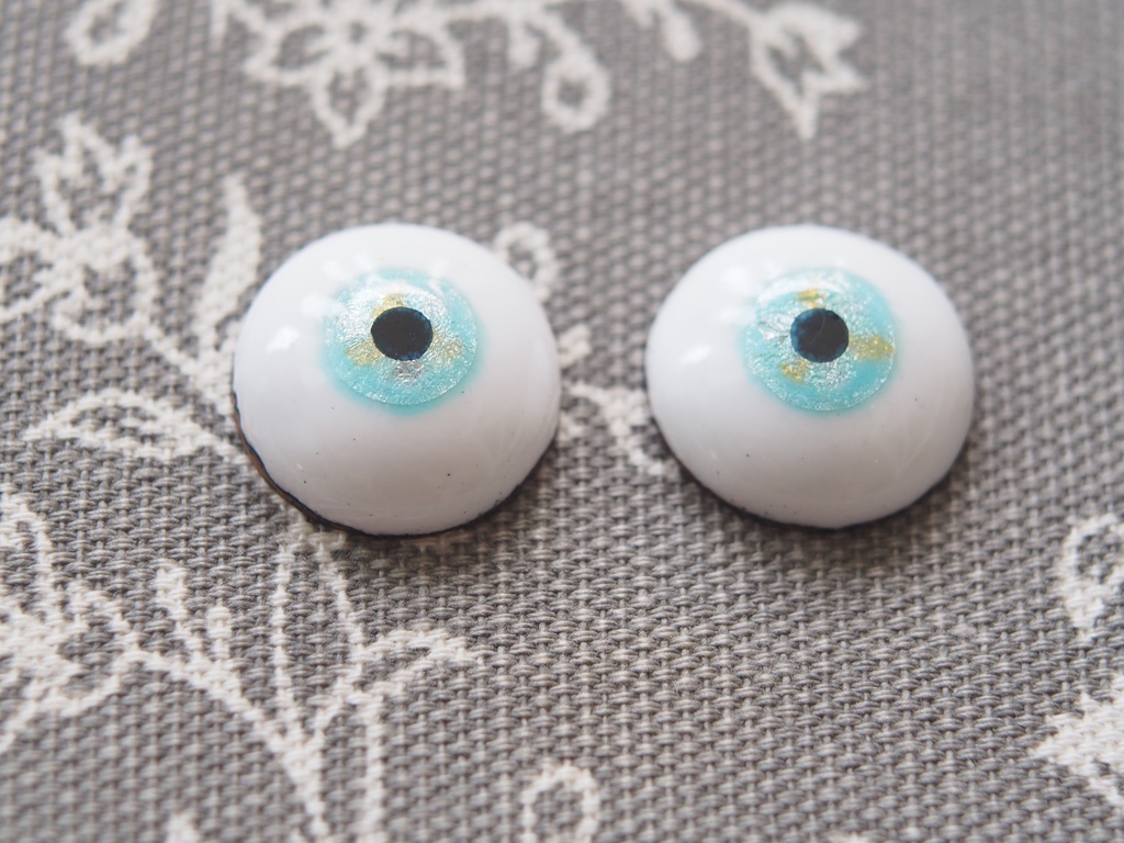 18mm/9.5mm エメラルド×イエロー・水彩タイプ 七宝グラスアイ