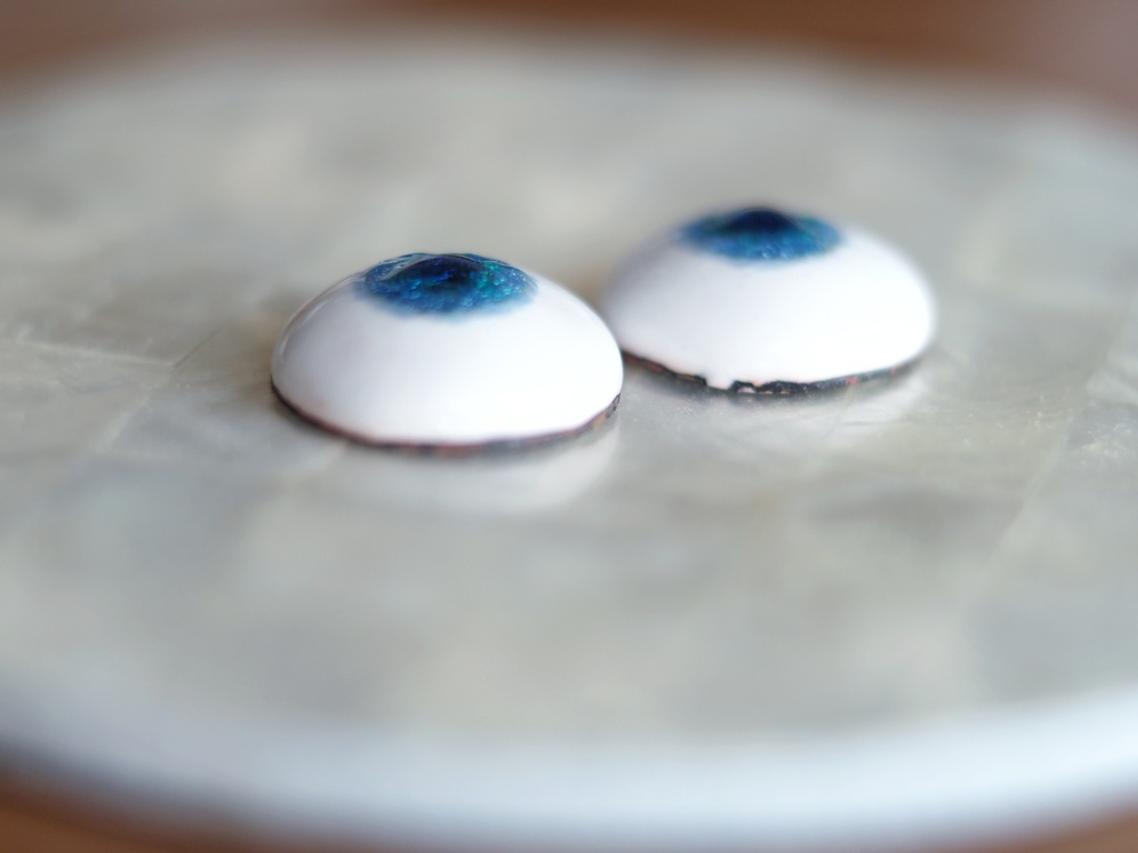 18mm/10mm 淡ブルー×ブルーグリーン 水彩タイプ 七宝グラスアイ