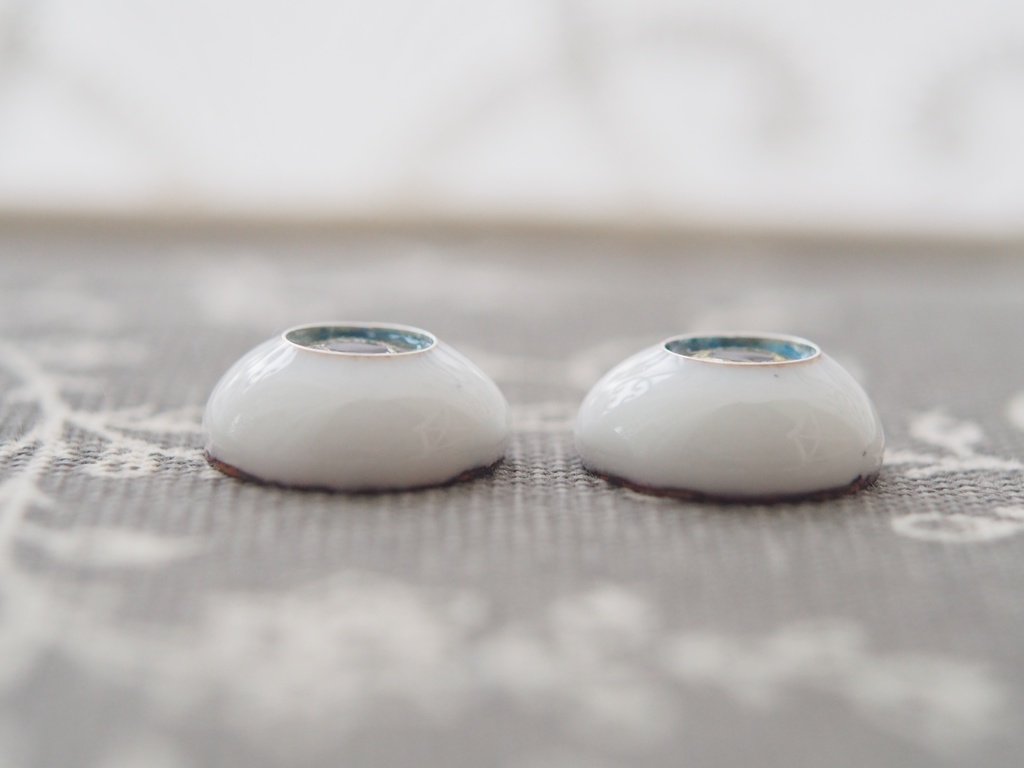 15mm/8mm ブルー×ゴールド ジェムタイプ 七宝グラスアイ