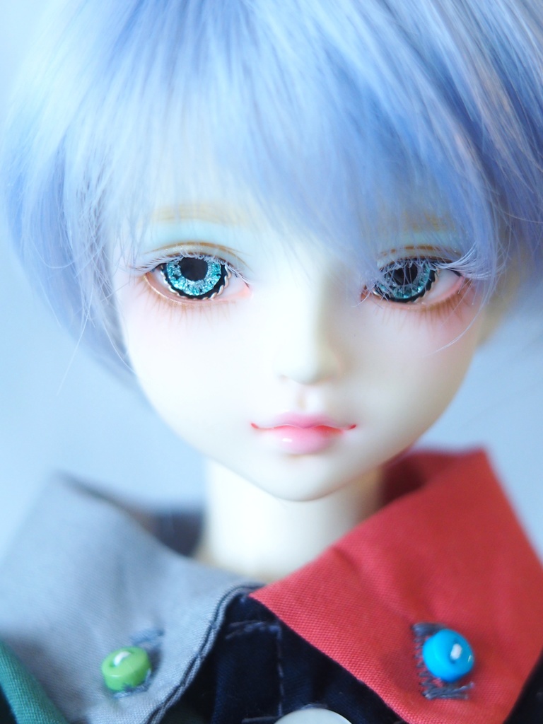 15mm/8.5mm グレー×ブルーグリーン 虹彩線ありジェムタイプ・七宝グラスアイ