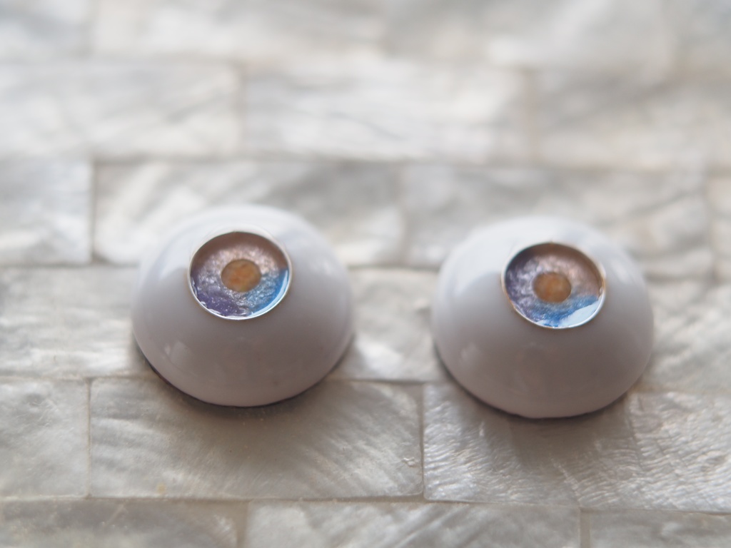 18mm/8.5mm 紫陽花色 青×青紫×ピンク ジェムタイプ 七宝グラスアイ