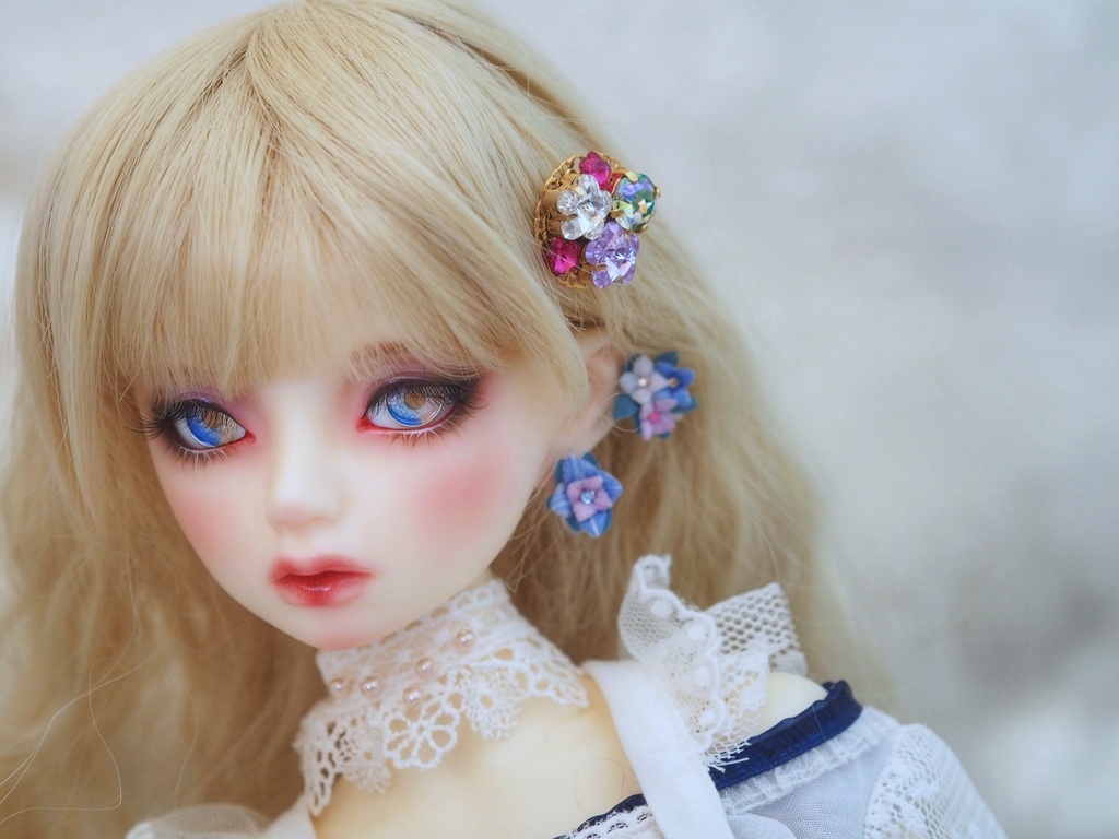 18mm/8.5mm 紫陽花色 青×青紫×ピンク ジェムタイプ 七宝グラスアイ