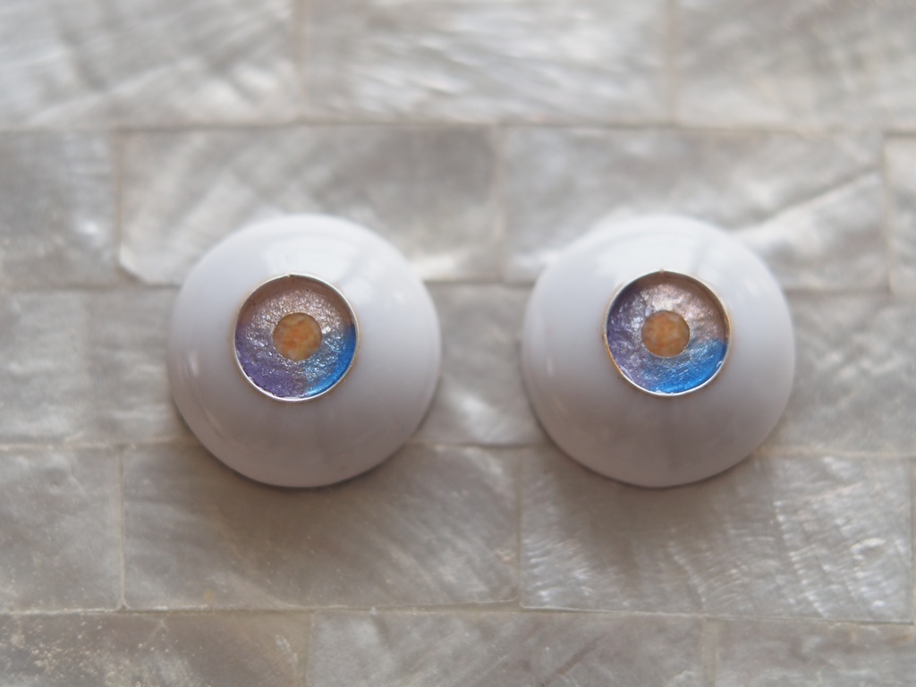 18mm/8.5mm 紫陽花色 青×青紫×ピンク ジェムタイプ 七宝グラスアイ